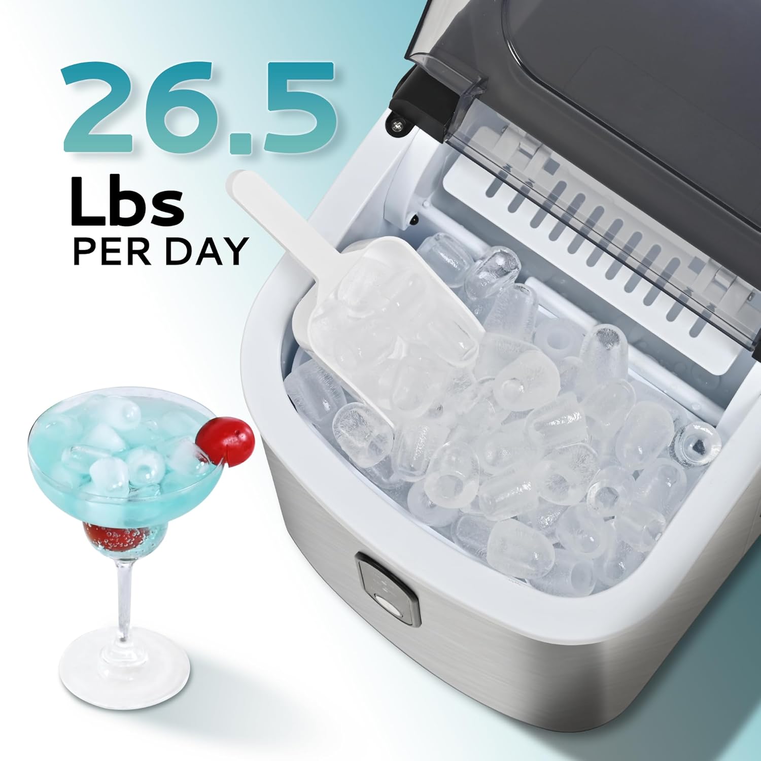 Ezice QuickCube™ – 26LB/Day Portable Ice Maker with Auto-Clean & Handle