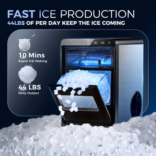 EZICE ChillPro™ Nugget Ice Maker – 43lbs/Day with Scoop & Basket